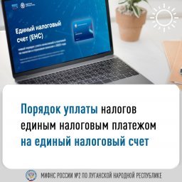 Межрайонная ИФНС России № 2 по ЛНР разъясняет как платить налоги с помощью Единого налогового счета