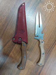 Нож-вилка с деревянными наклад 0